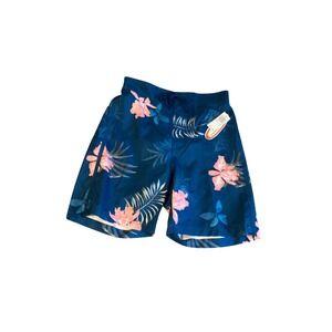 US Apparel Men's Swim Trunks Medium‎ Blue Floral Print Swim Shorts Lined